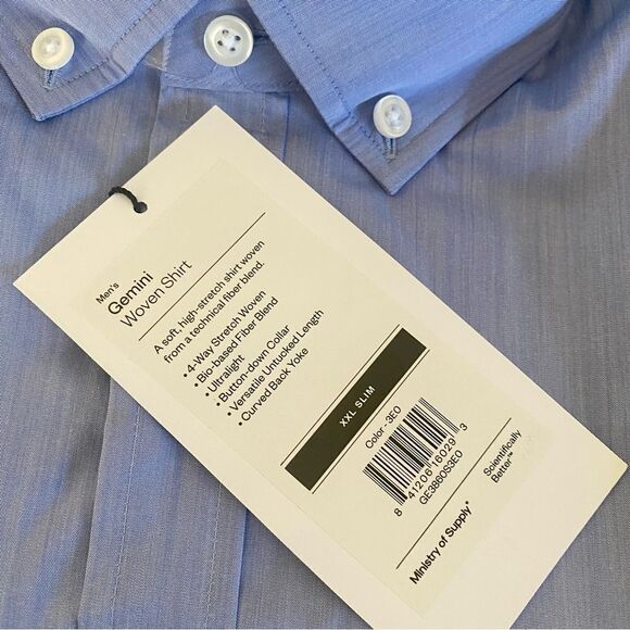 Ministry of Supply Blue Gemini Woven Dress Shirt Sz XXL Slim NWT - Picture 8 of 10